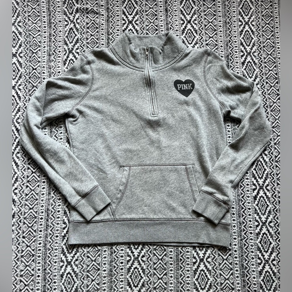 Victoria’s Secret Pink quarter zip sweatshirt, gray, small